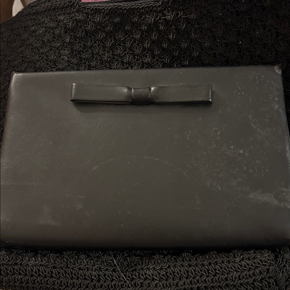 FINAL MARKDOWN Elegant vintage Black Clutch with Bow Accent